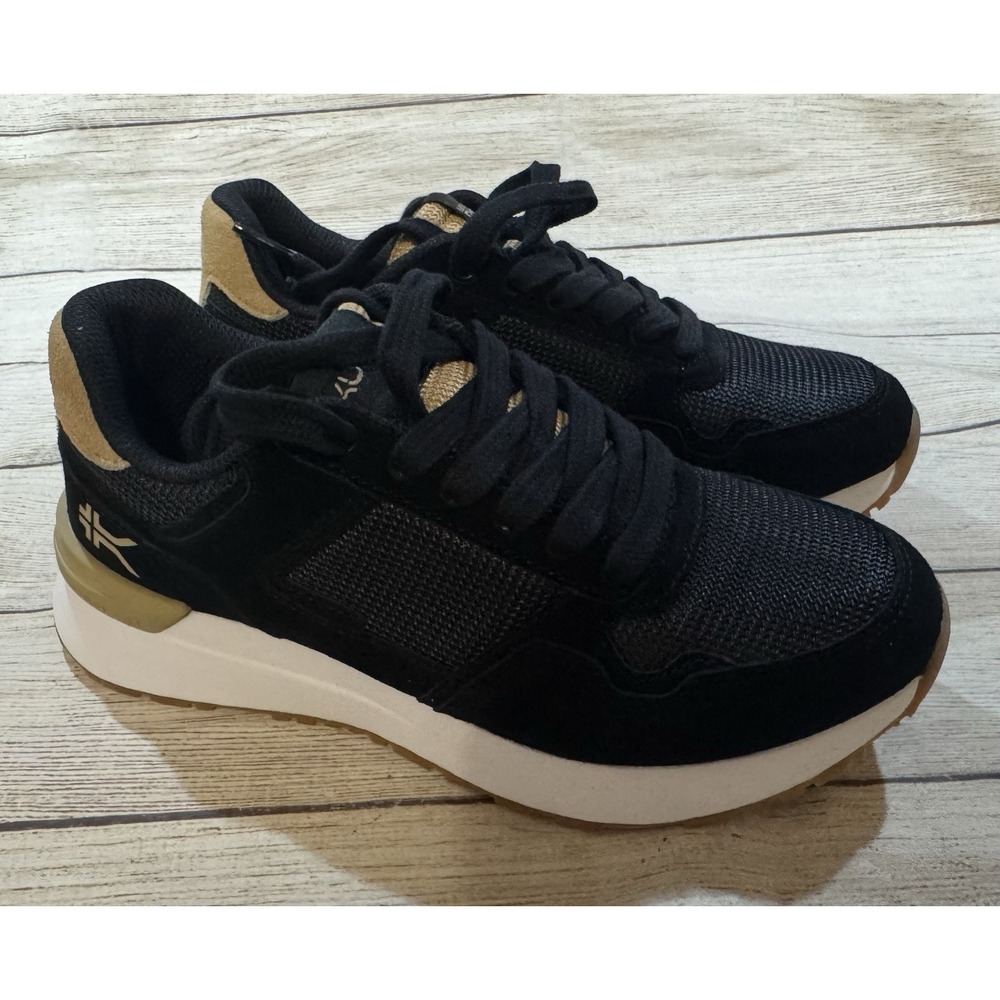 Kuru Apogee Shoes Mens 5.5 / Womens 7 M Running Jet Black Tan Mesh Lace Up NEW